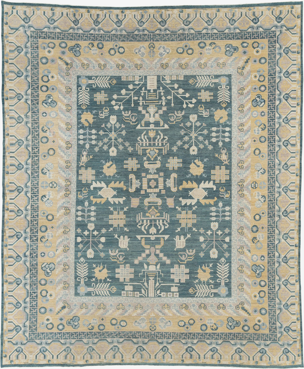 Contemporary East Turkestan Khotan Large Room Size Carpet, No.31330 - Galerie Shabab