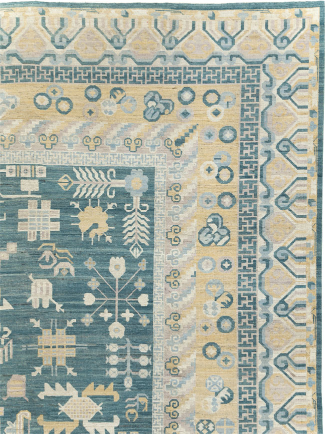 Contemporary East Turkestan Khotan Large Room Size Carpet, No.31330 - Galerie Shabab