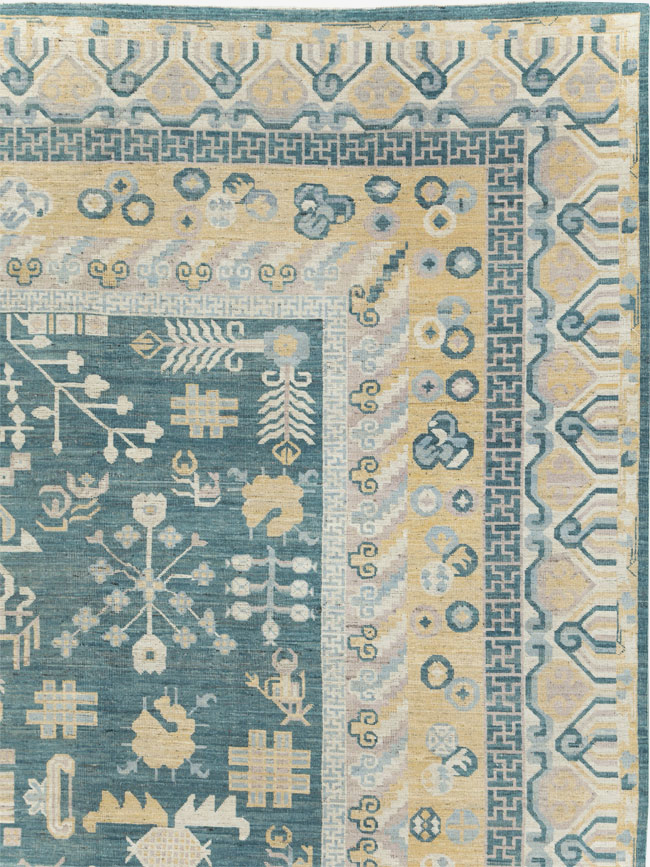 Contemporary East Turkestan Khotan Large Room Size Carpet, No.31330 - Galerie Shabab