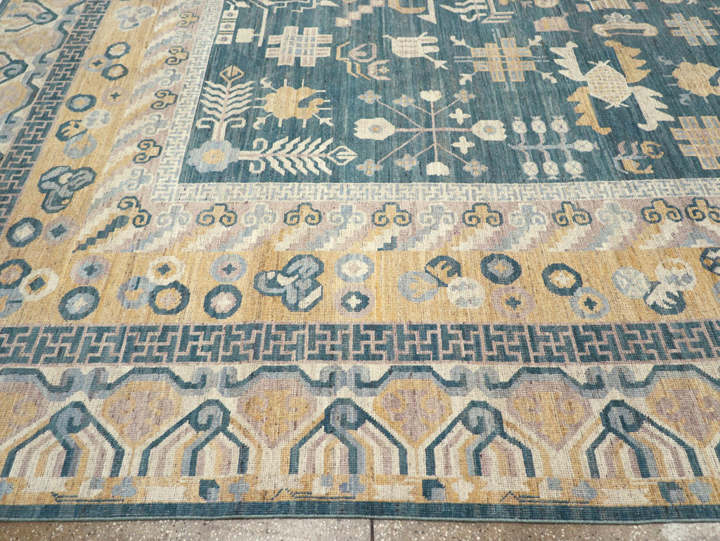 Contemporary East Turkestan Khotan Large Room Size Carpet, No.31330 - Galerie Shabab