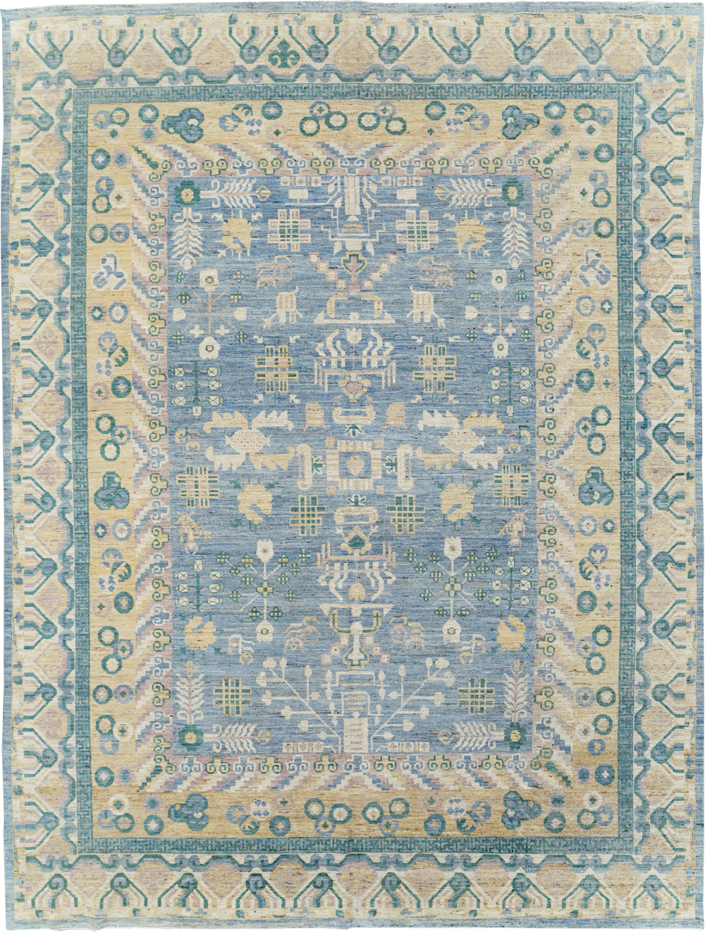 Contemporary East Turkestan Khotan Room Size Carpet, No.31331 - Galerie Shabab