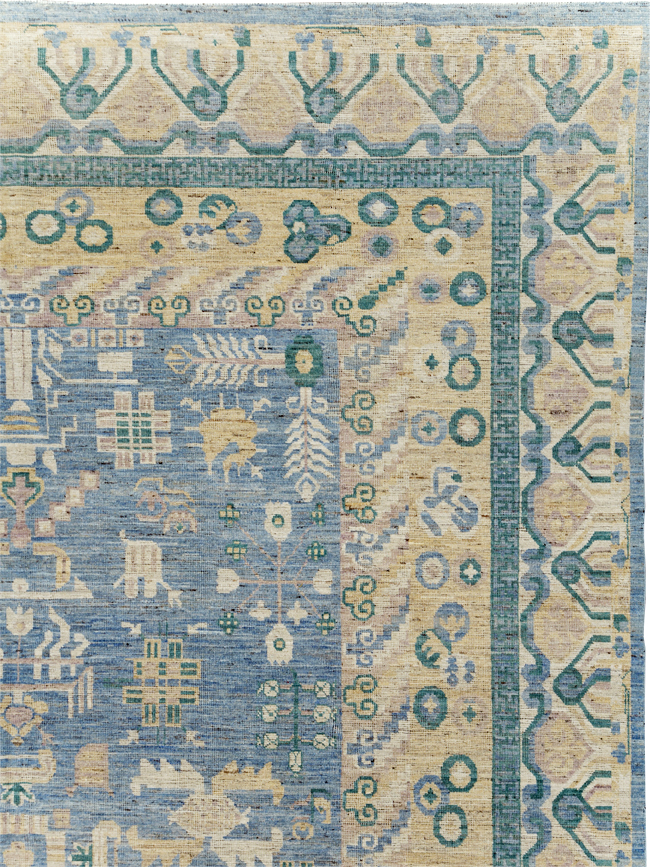 Contemporary East Turkestan Khotan Room Size Carpet, No.31331 - Galerie Shabab