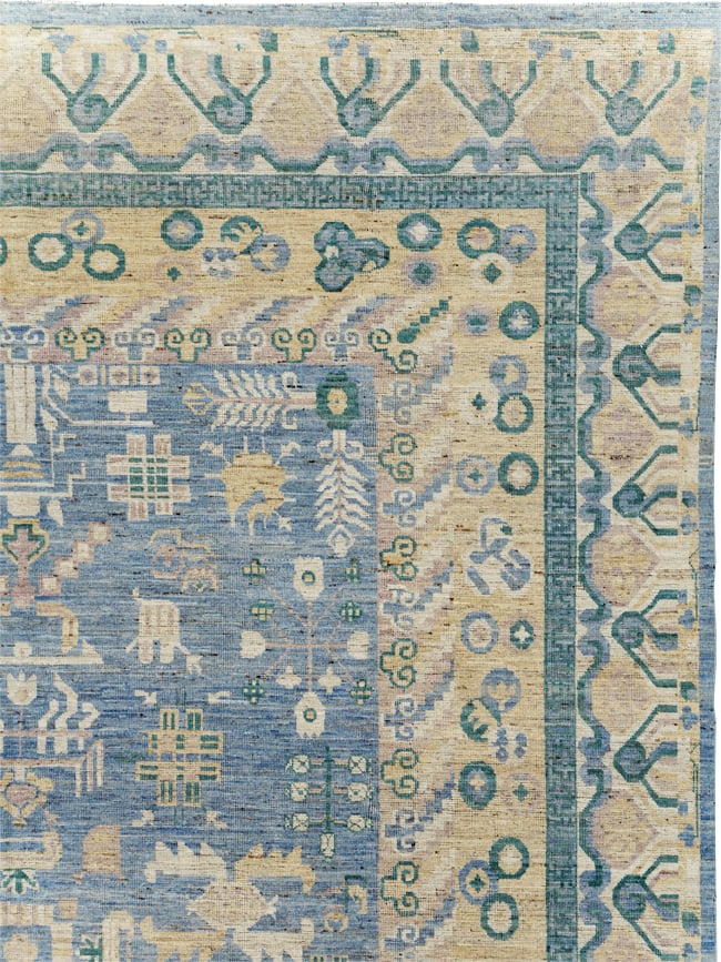 Contemporary East Turkestan Khotan Room Size Carpet, No.31331 - Galerie Shabab