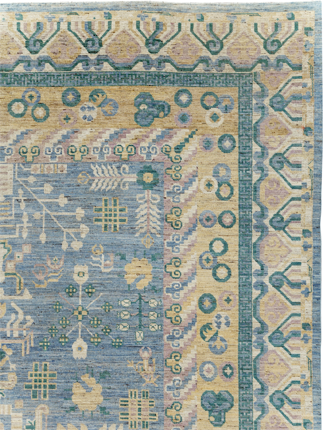 Contemporary East Turkestan Khotan Room Size Carpet, No.31331 - Galerie Shabab