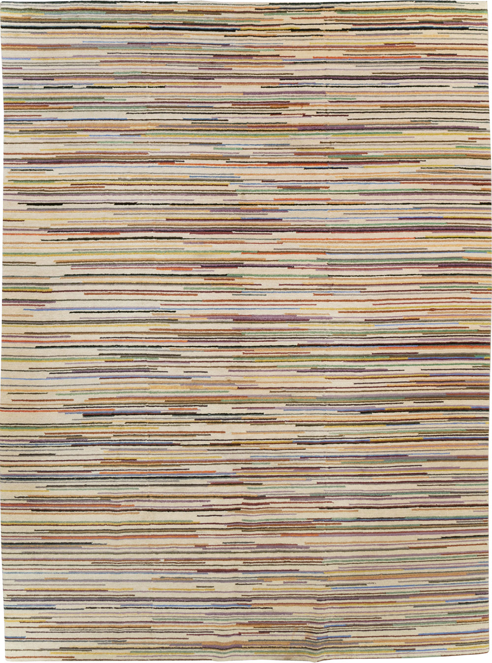 Contemporary Turkish Striped Room Size Carpet, No.31335 - Galerie Shabab