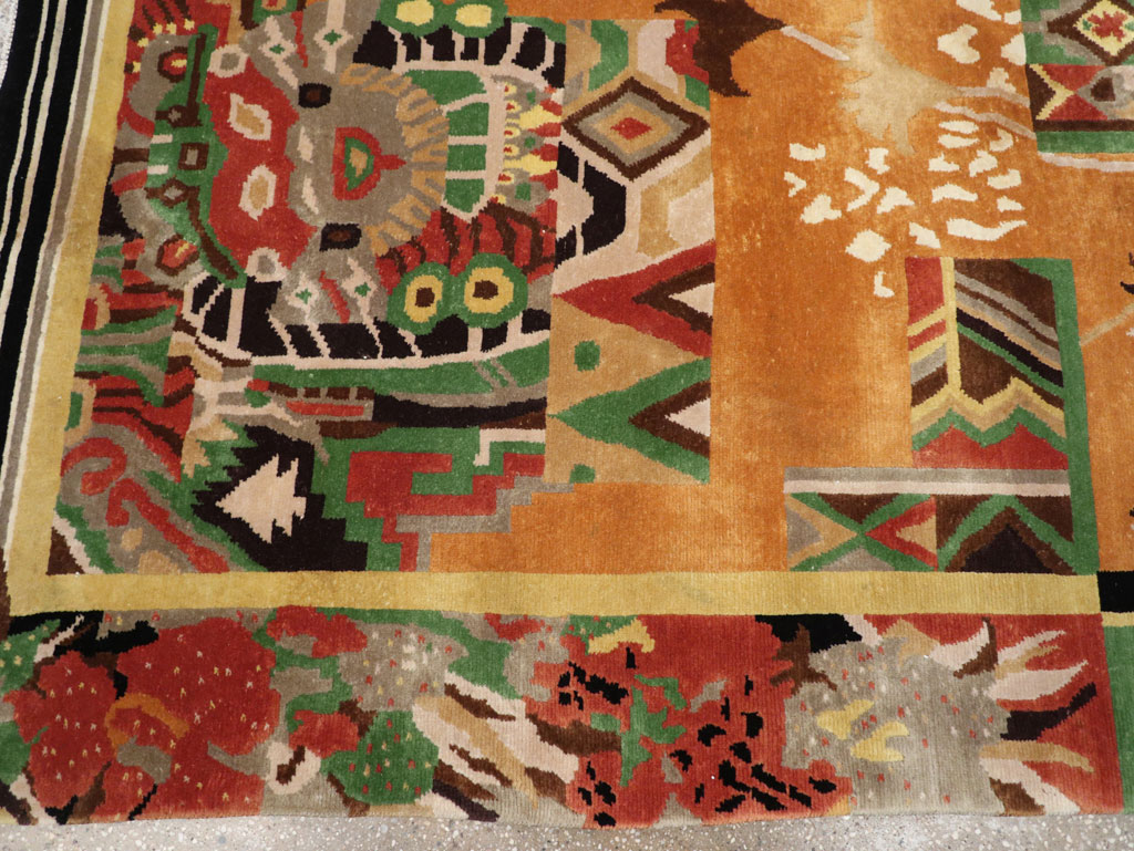 Vintage Tibetan Art Deco Carpet by Nini Ferrucci, No.31340 - Galerie Shabab