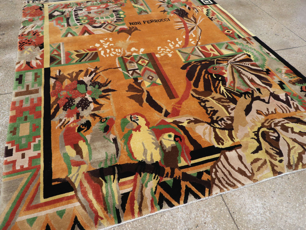 Vintage Tibetan Art Deco Carpet by Nini Ferrucci, No.31340 - Galerie Shabab