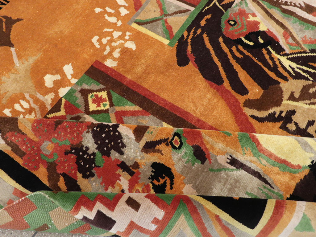 Vintage Tibetan Art Deco Carpet by Nini Ferrucci, No.31340 - Galerie Shabab