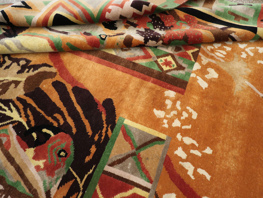 Vintage Tibetan Art Deco Carpet by Nini Ferrucci, No.31340 - Galerie Shabab