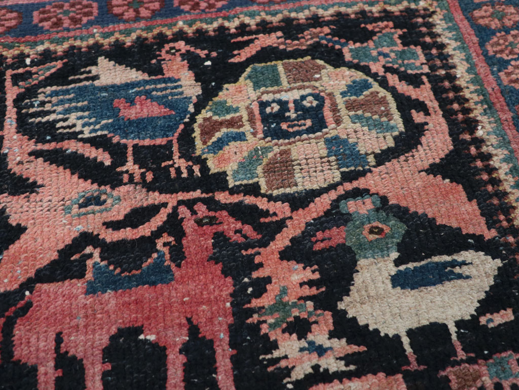 Antique Persian Kurdish Pictorial Throw Rug, No.31345 - Galerie Shabab