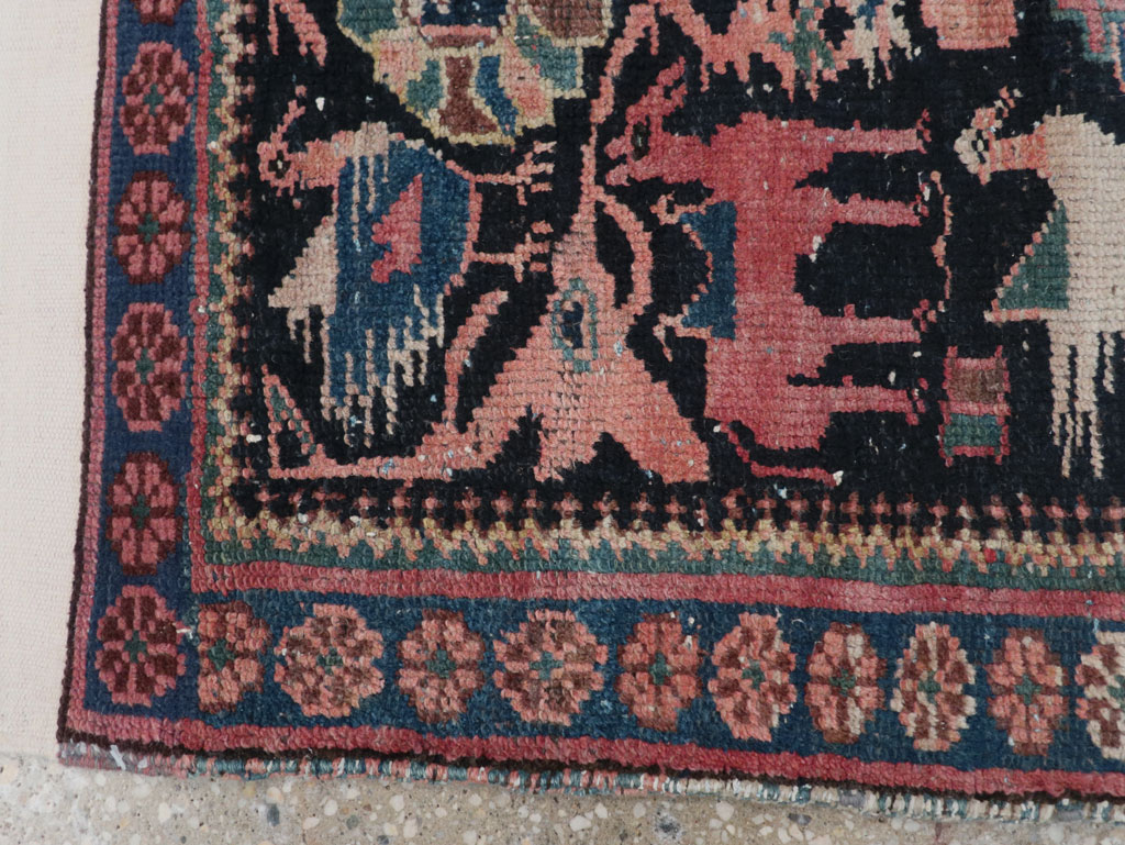 Antique Persian Kurdish Pictorial Throw Rug, No.31345 - Galerie Shabab