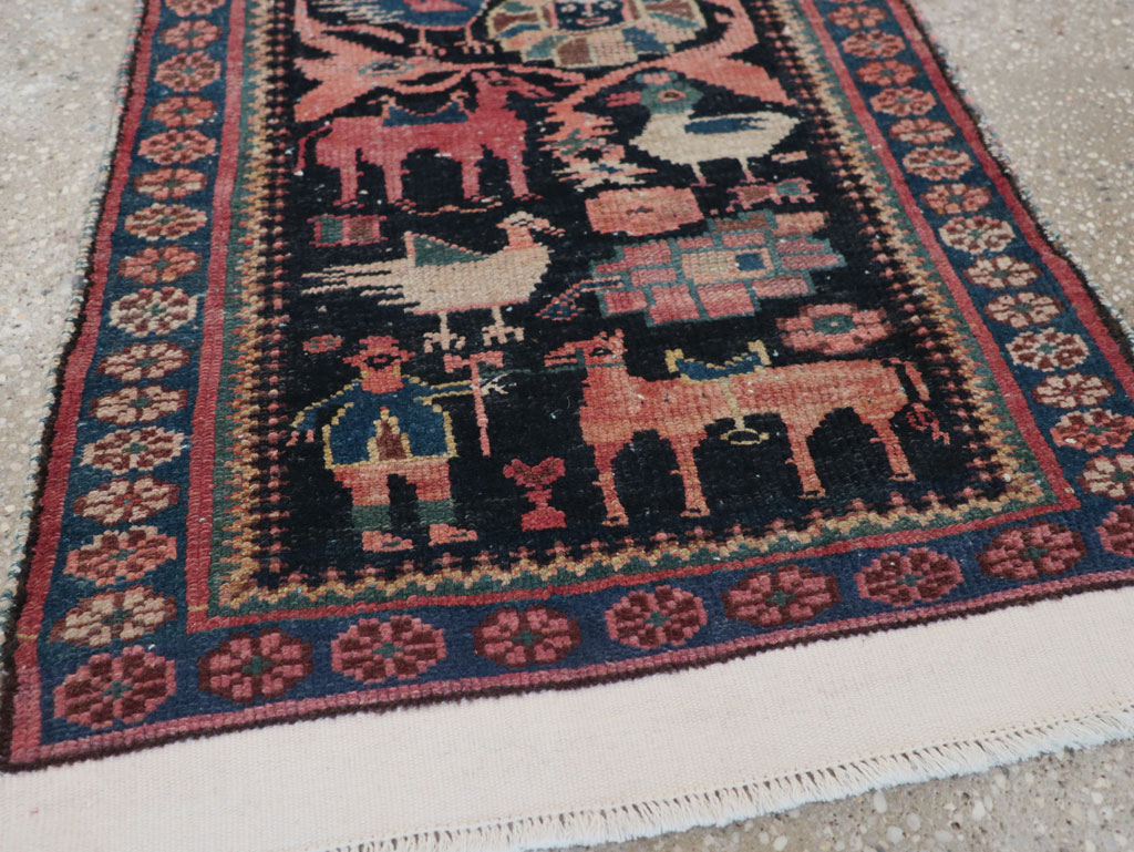 Antique Persian Kurdish Pictorial Throw Rug, No.31345 - Galerie Shabab