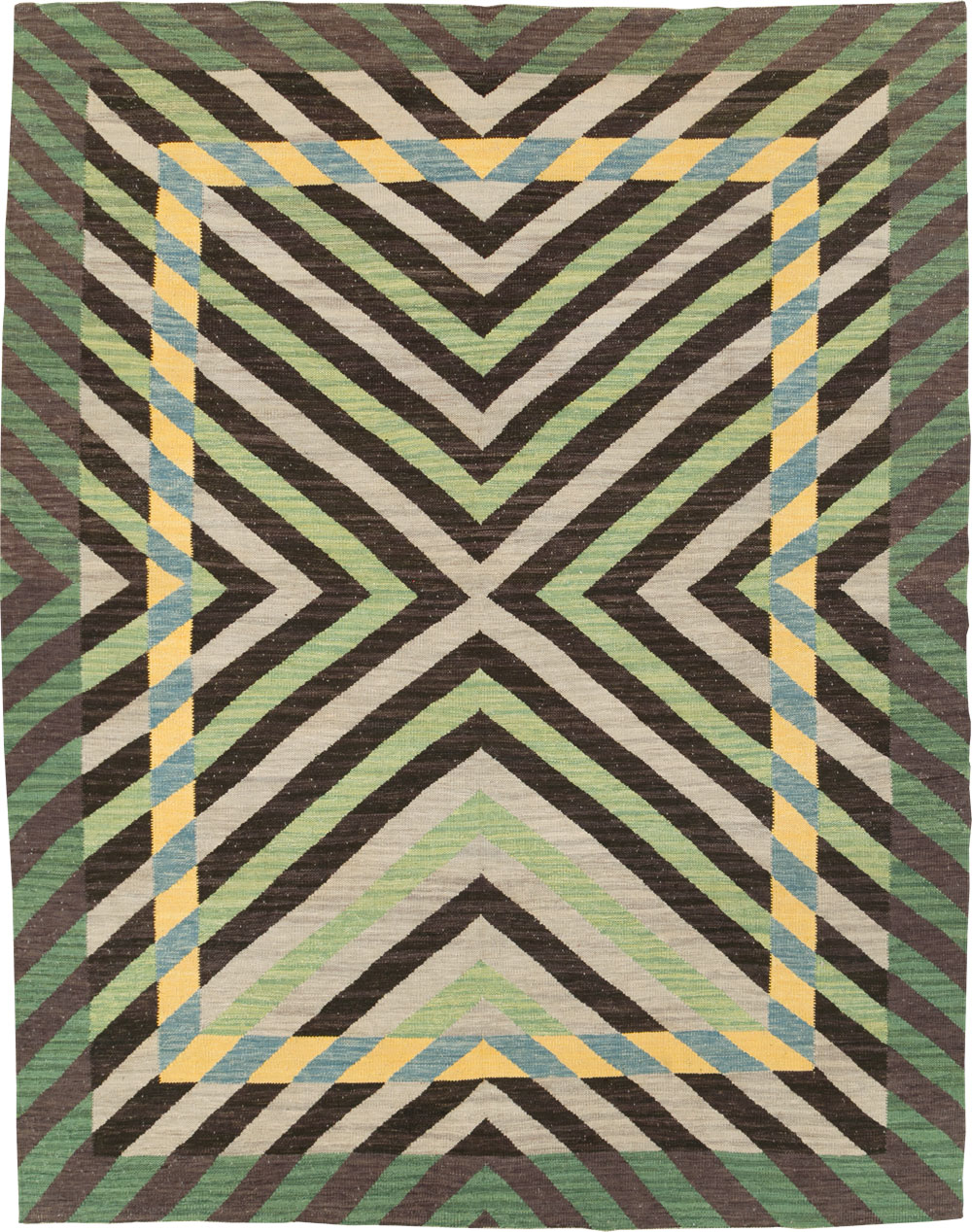 Contemporary Turkish Flatweave Room Size Carpet, No.31348 - Galerie Shabab