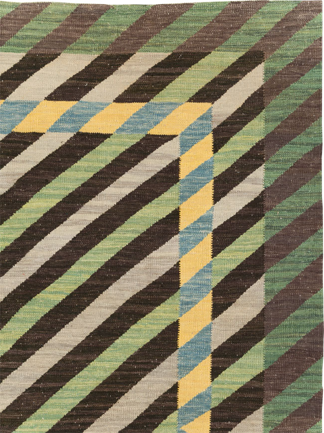 Contemporary Turkish Flatweave Room Size Carpet, No.31348 - Galerie Shabab