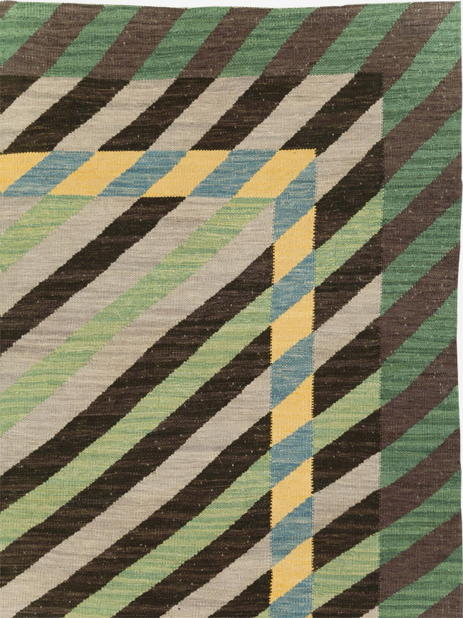 Contemporary Turkish Flatweave Room Size Carpet, No.31348 - Galerie Shabab