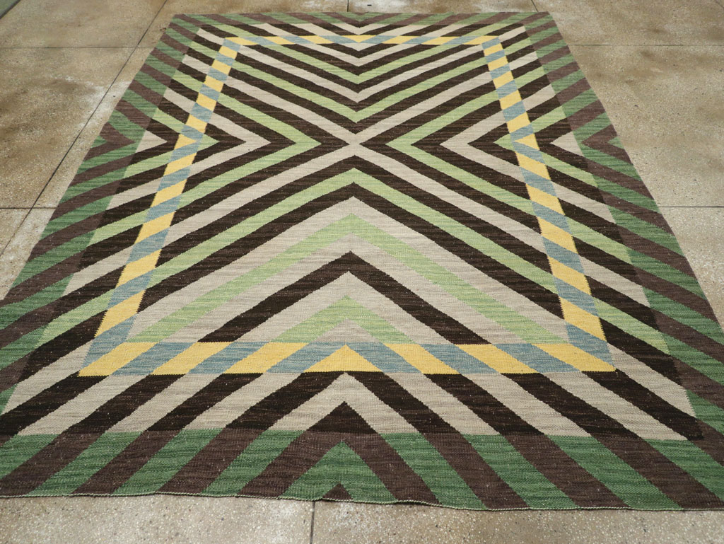 Contemporary Turkish Flatweave Room Size Carpet, No.31348 - Galerie Shabab