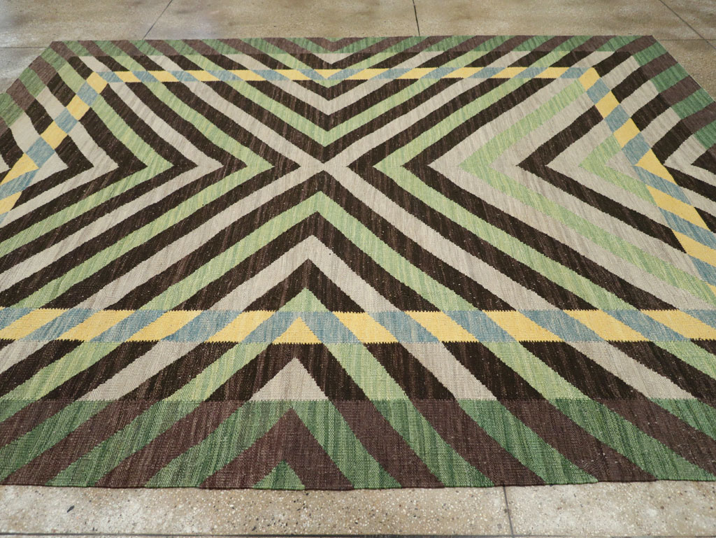 Contemporary Turkish Flatweave Room Size Carpet, No.31348 - Galerie Shabab