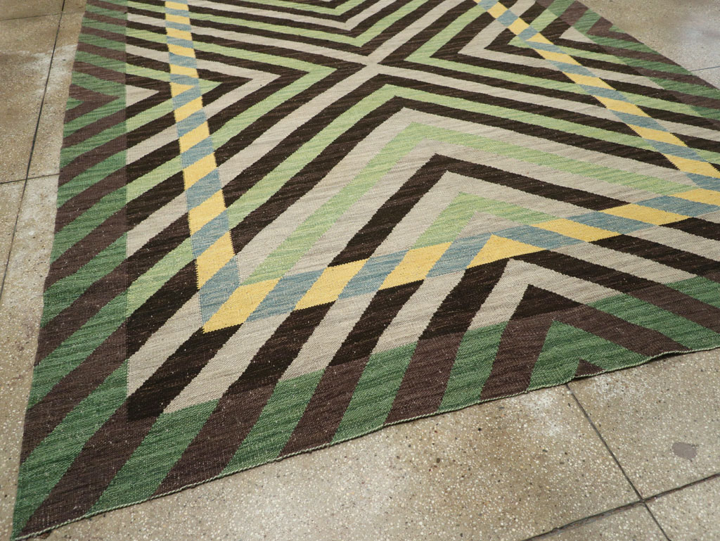 Contemporary Turkish Flatweave Room Size Carpet, No.31348 - Galerie Shabab