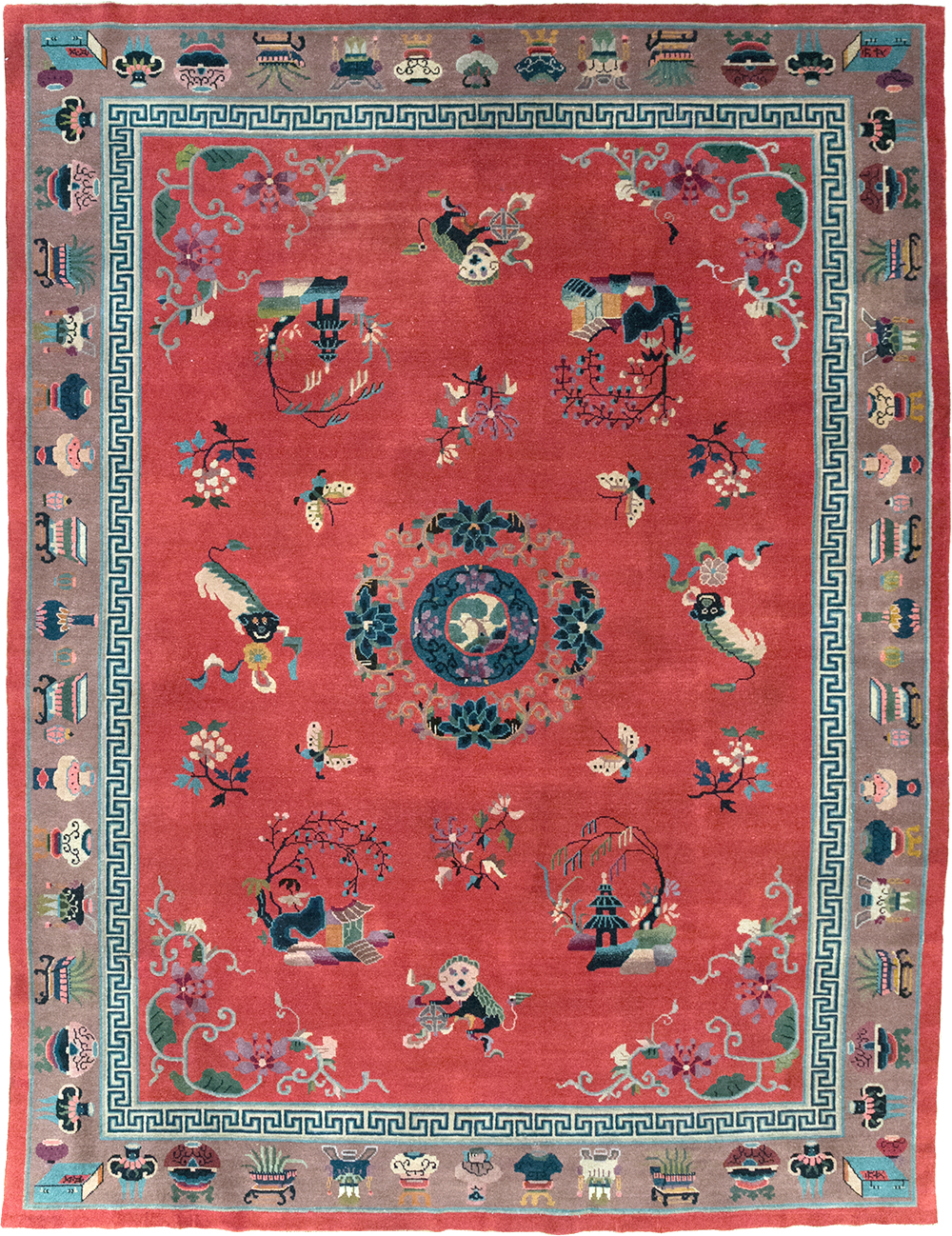 Vintage Chinese Art Deco Pictorial Room Size Carpet, No.31359 - Galerie Shabab