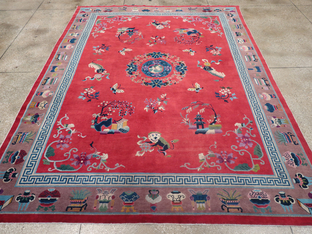 Vintage Chinese Art Deco Pictorial Room Size Carpet, No.31359 - Galerie Shabab