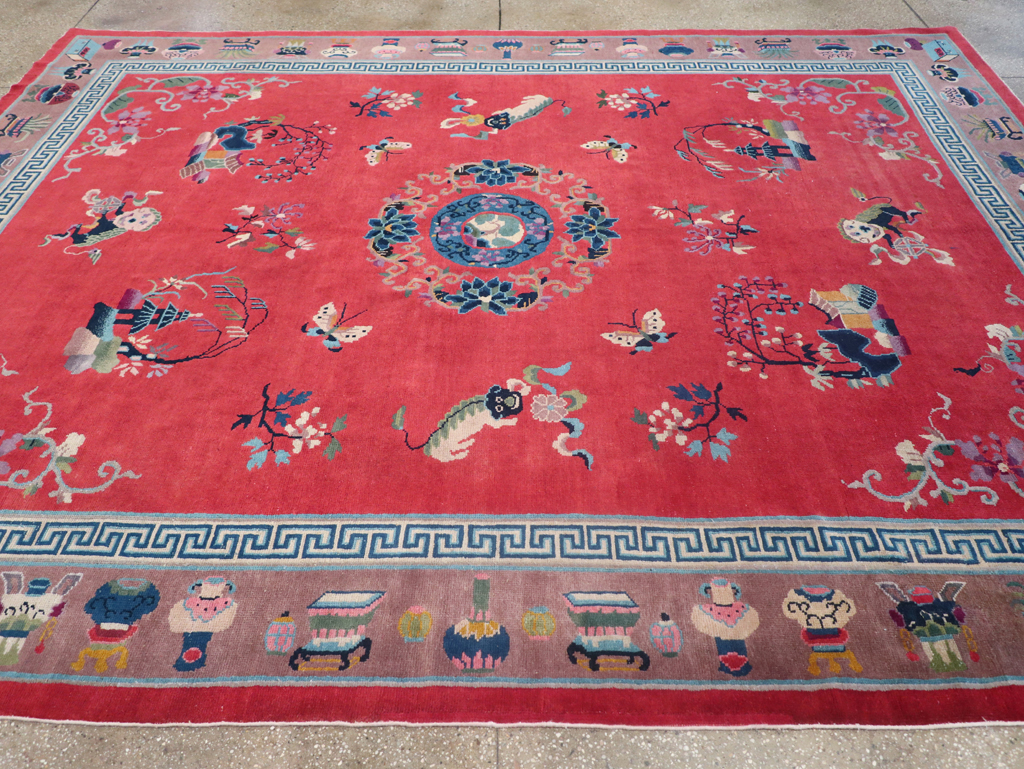 Vintage Chinese Art Deco Pictorial Room Size Carpet, No.31359 - Galerie Shabab