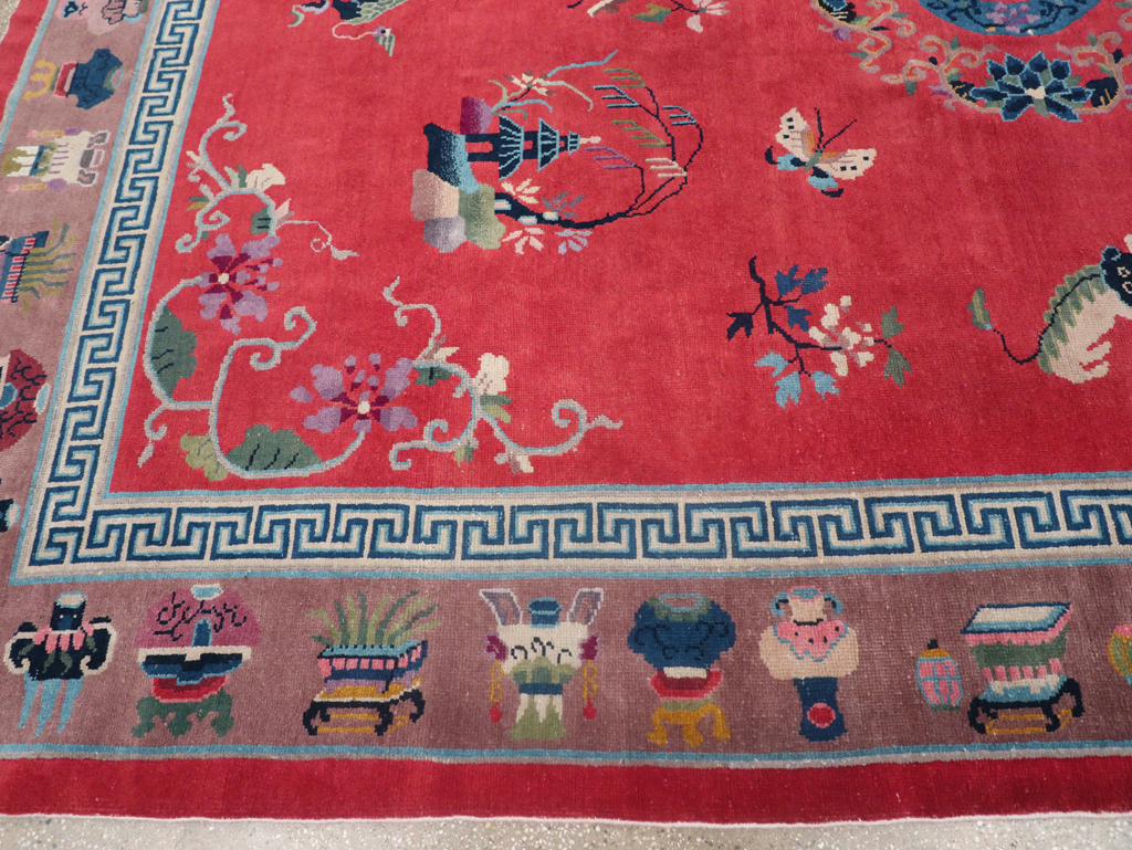 Vintage Chinese Art Deco Pictorial Room Size Carpet, No.31359 - Galerie Shabab