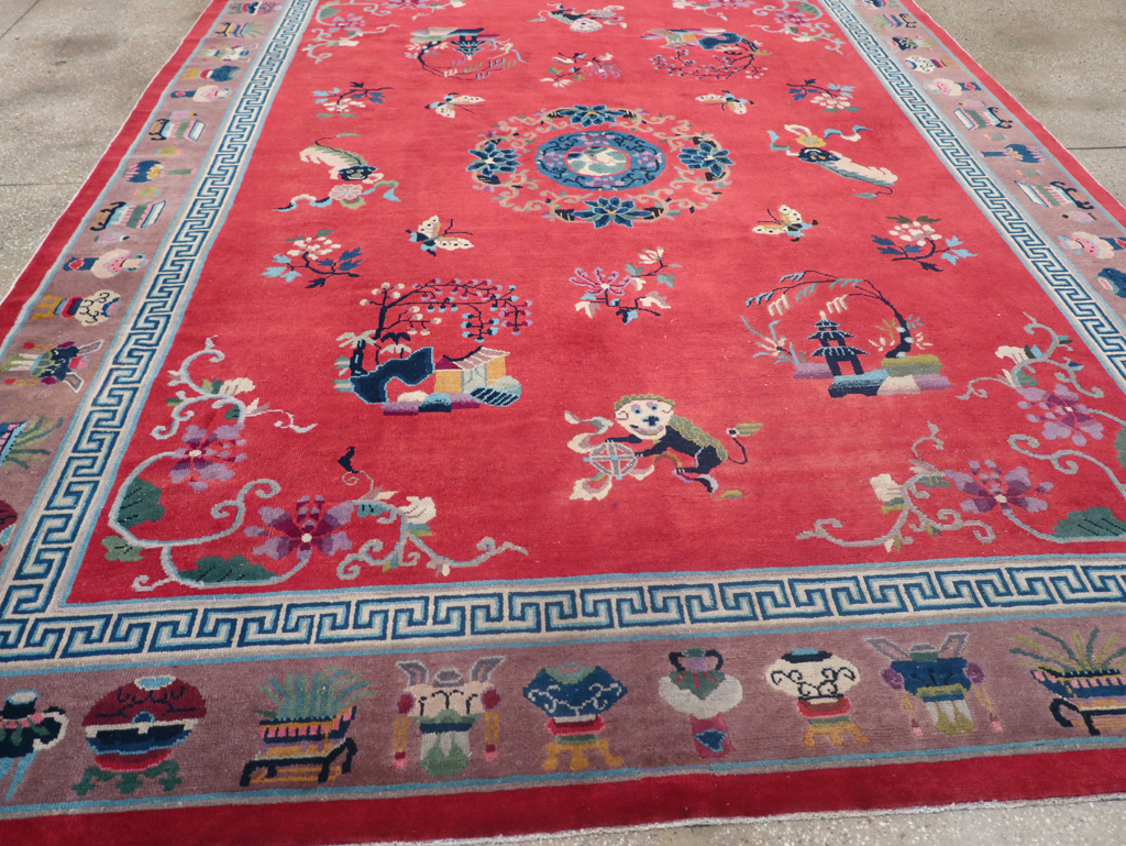 Vintage Chinese Art Deco Pictorial Room Size Carpet, No.31359 - Galerie Shabab