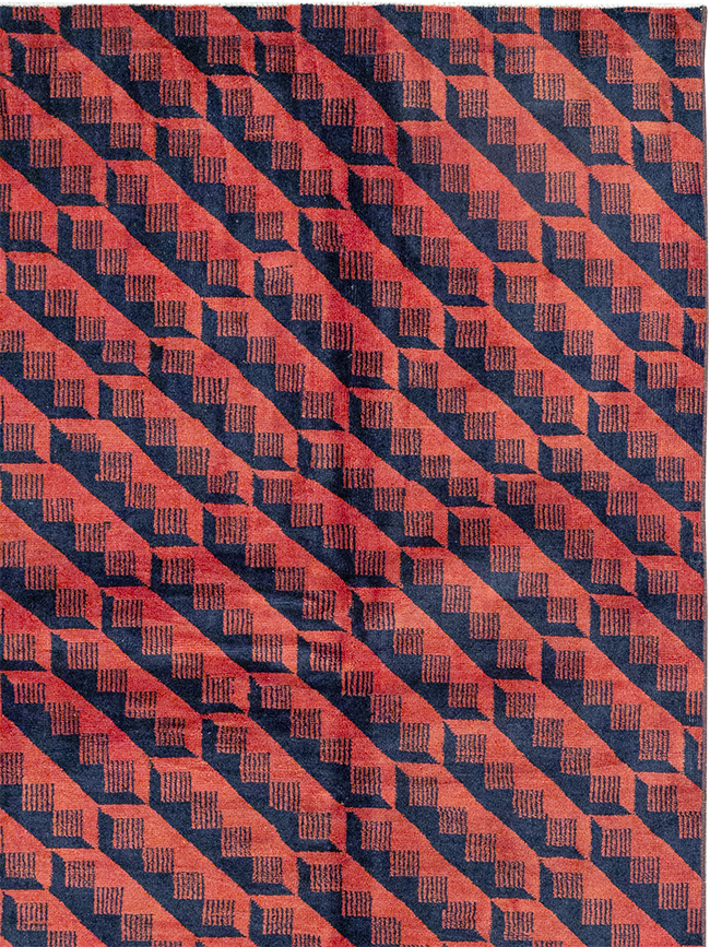 Vintage Turkish Anatolian Art Deco Room Size Carpet, No.31375 - Galerie Shabab