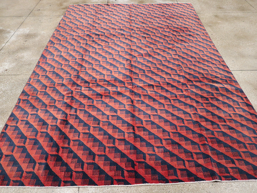 Vintage Turkish Anatolian Art Deco Room Size Carpet, No.31375 - Galerie Shabab