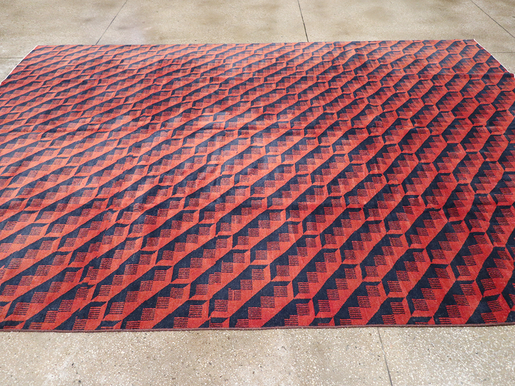 Vintage Turkish Anatolian Art Deco Room Size Carpet, No.31375 - Galerie Shabab