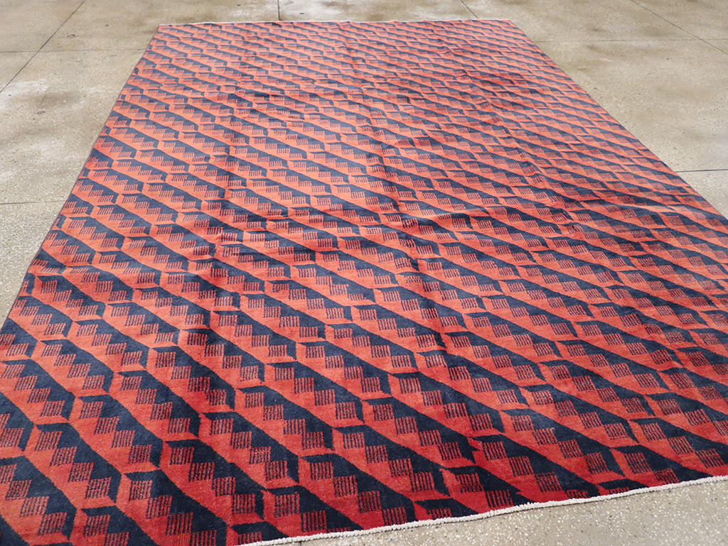 Vintage Turkish Anatolian Art Deco Room Size Carpet, No.31375 - Galerie Shabab