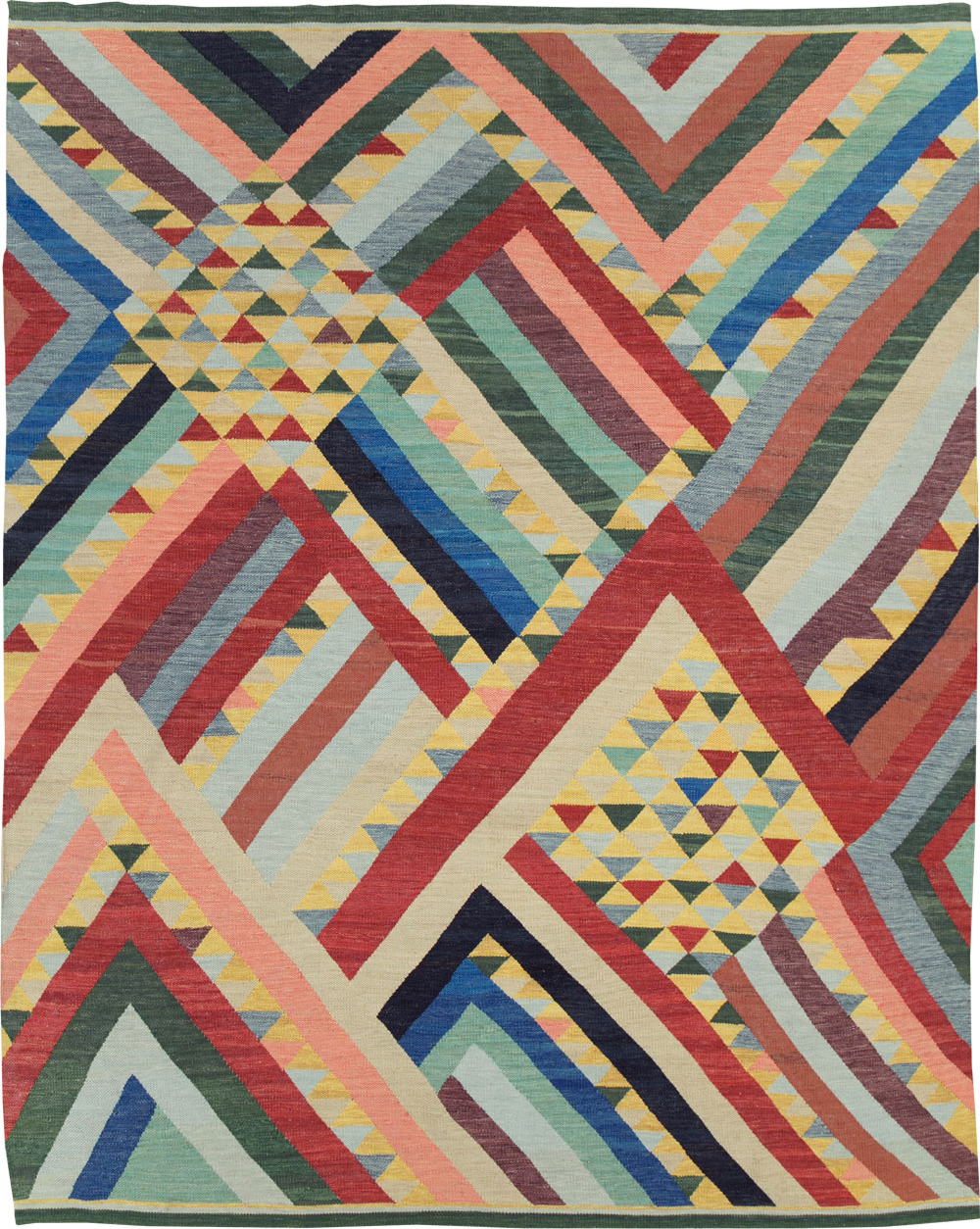 Contemporary Turkish Flatweave Room Size Carpet, No.31401 - Galerie Shabab