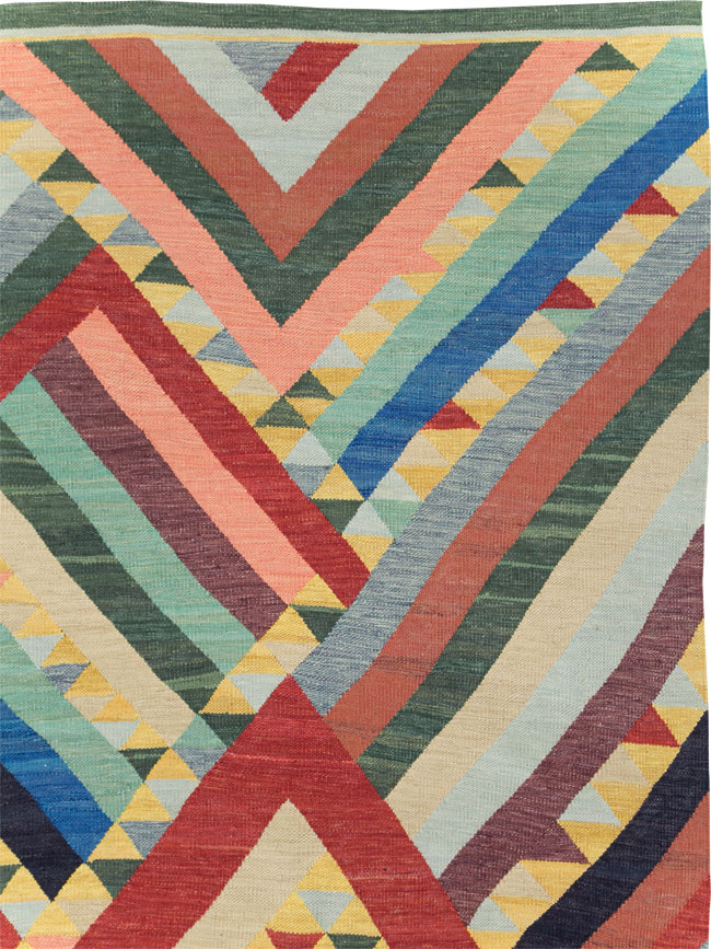 Contemporary Turkish Flatweave Room Size Carpet, No.31401 - Galerie Shabab