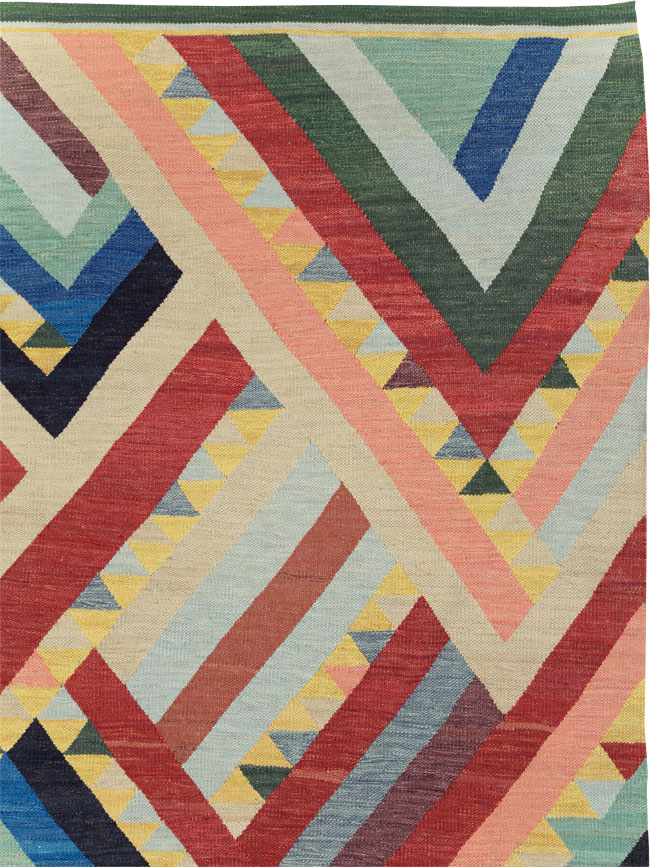Contemporary Turkish Flatweave Room Size Carpet, No.31401 - Galerie Shabab