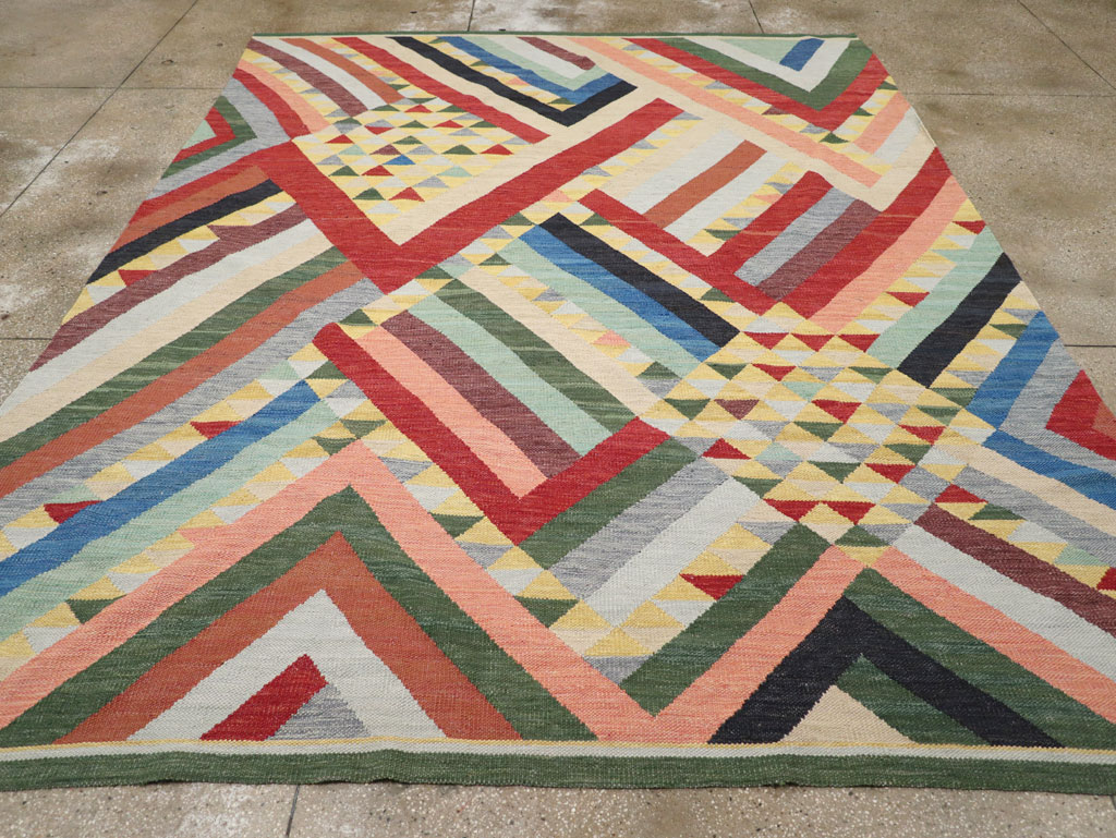 Contemporary Turkish Flatweave Room Size Carpet, No.31401 - Galerie Shabab