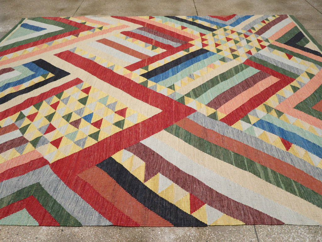 Contemporary Turkish Flatweave Room Size Carpet, No.31401 - Galerie Shabab