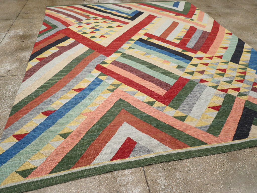 Contemporary Turkish Flatweave Room Size Carpet, No.31401 - Galerie Shabab