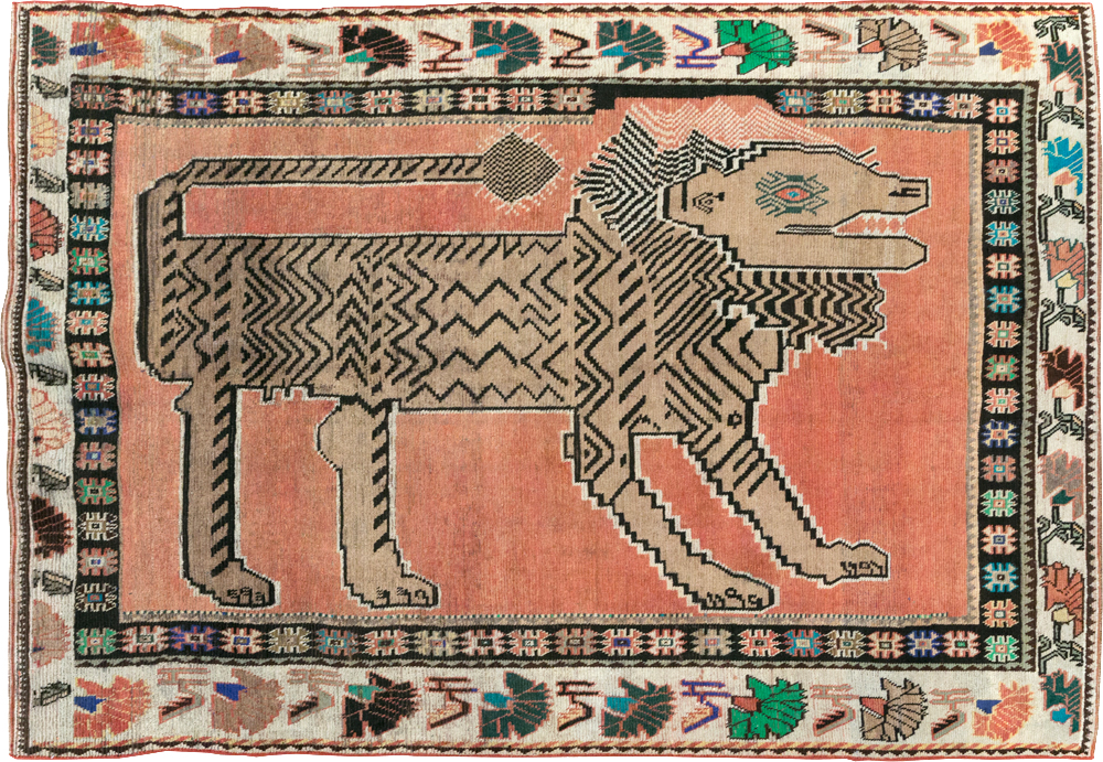 Vintage Persian Pictorial Gabbeh Accent Carpet, No.31410 - Galerie Shabab