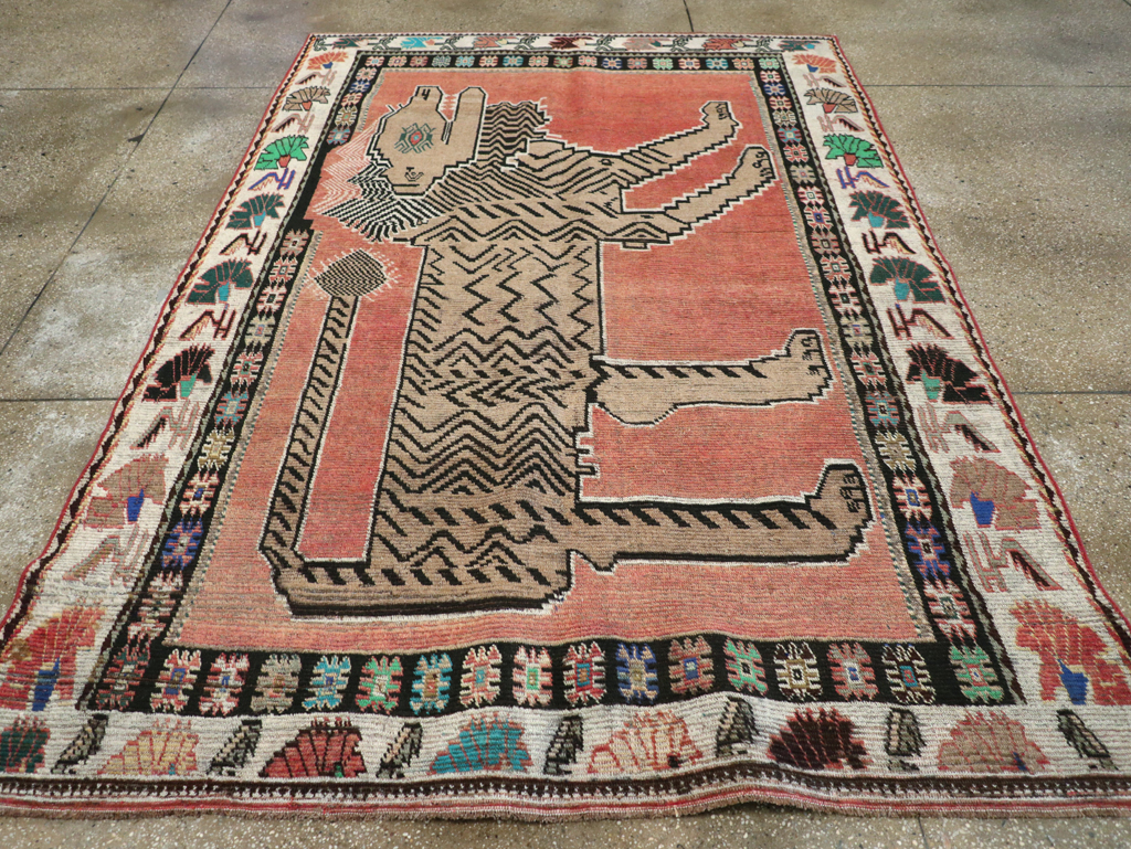 Vintage Persian Pictorial Gabbeh Accent Carpet, No.31410 - Galerie Shabab