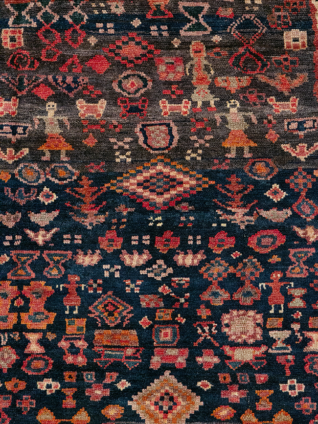 Vintage Persian Hamadan Pictorial Accent Rug, No.31413 - Galerie Shabab
