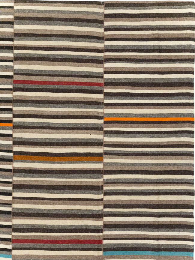Modern Turkish Flatweave Room Size Carpet, No.31416 - Galerie Shabab