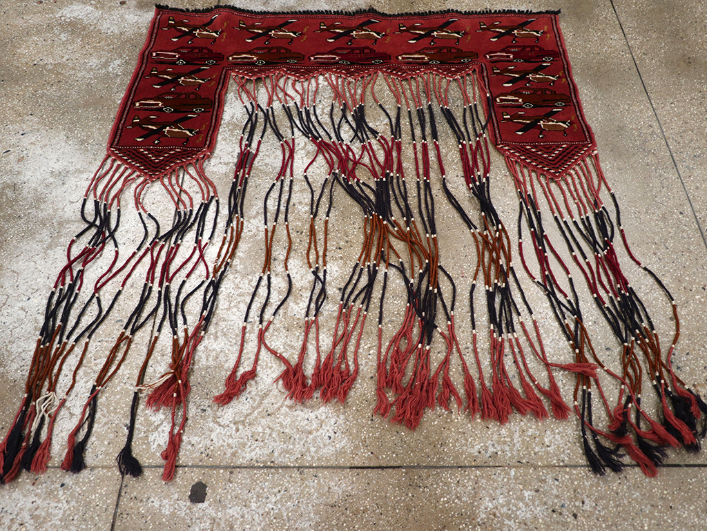 Vintage Central Asian Turkoman War Rug Style Door Hanging, No.31417 - Galerie Shabab