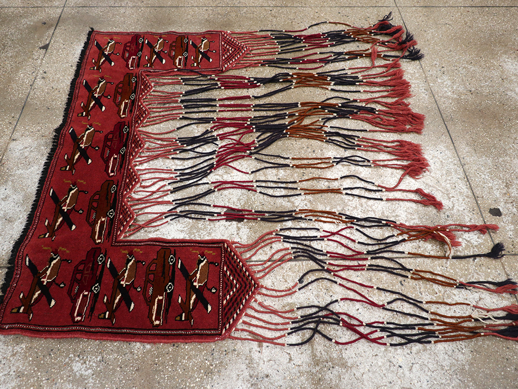 Vintage Central Asian Turkoman War Rug Style Door Hanging, No.31417 - Galerie Shabab