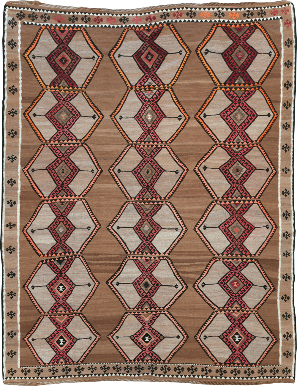 Vintage Turkish Flatweave Kilim Room Size Carpet, No.31423 - Galerie Shabab