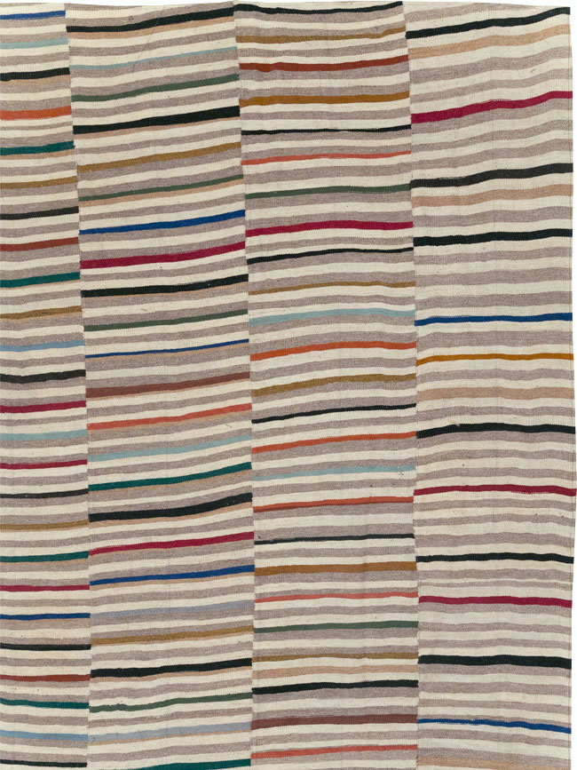 Modern Turkish Flatweave Kilim Oversize Square Carpet, No.31431 - Galerie Shabab