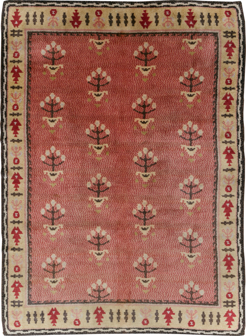 Scattered Flowers By Evald Hedberg - Vintage Swedish/Scandinavian Art Deco Carpet, No.31442 - Galerie Shabab