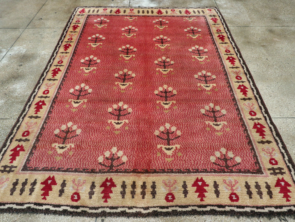 Scattered Flowers By Evald Hedberg - Vintage Swedish/Scandinavian Art Deco Carpet, No.31442 - Galerie Shabab