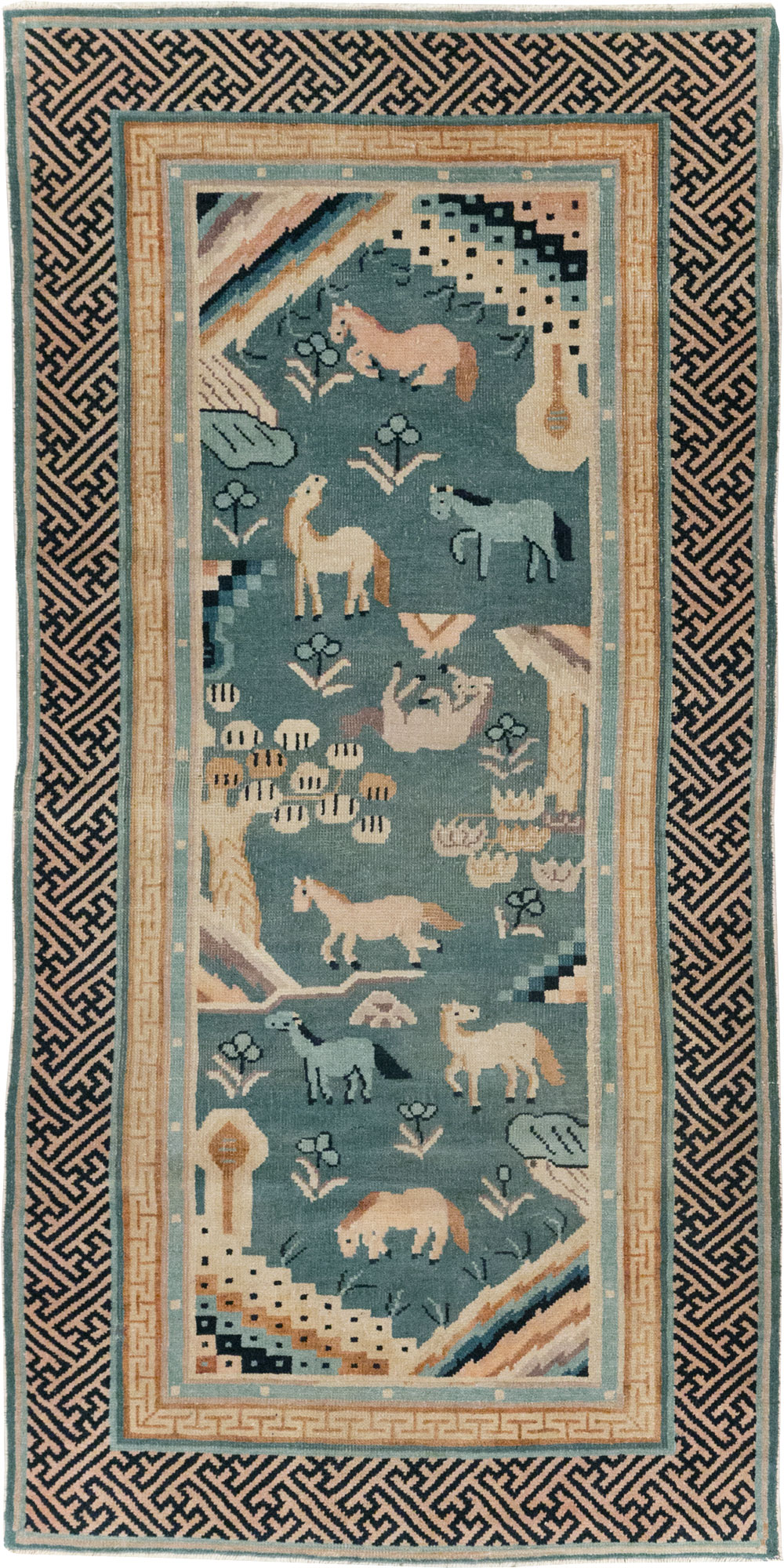 Antique Chinese Pictorial Throw Rug, No.31444 - Galerie Shabab