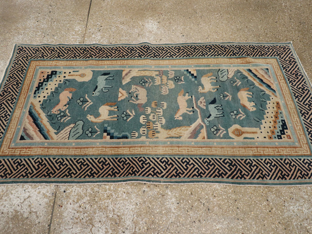 Antique Chinese Pictorial Throw Rug, No.31444 - Galerie Shabab