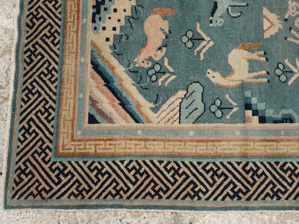 Antique Chinese Pictorial Throw Rug, No.31444 - Galerie Shabab